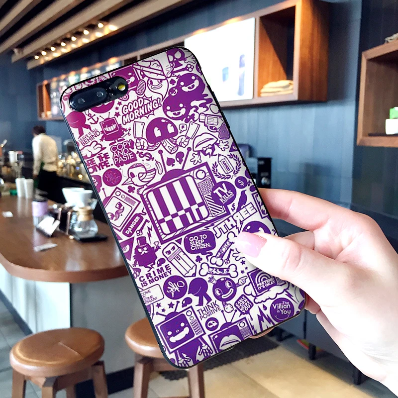 Черный граффити Чехлы для мобильных телефонов iPhone X XS MAX XR 6S 7 8 Plus чехол модные
