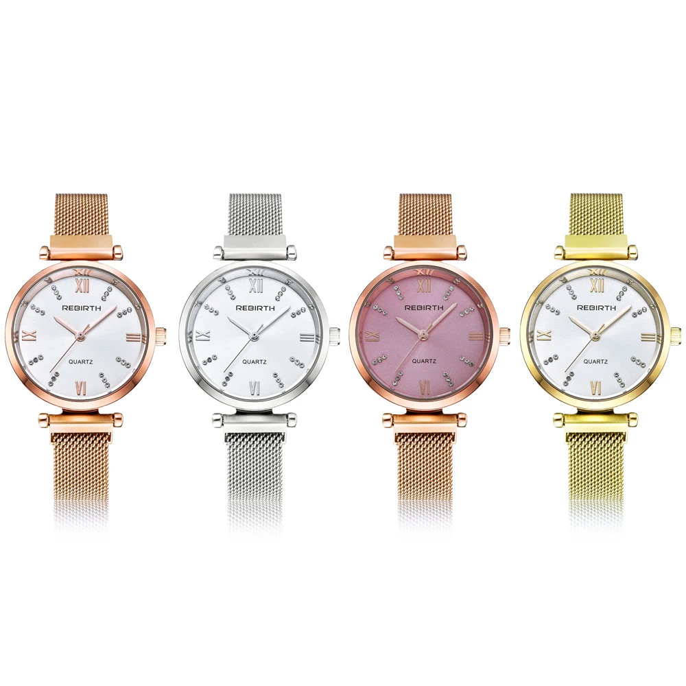 Роскошные женские часы браслет Творческий Магнитного Кварцевые из розового