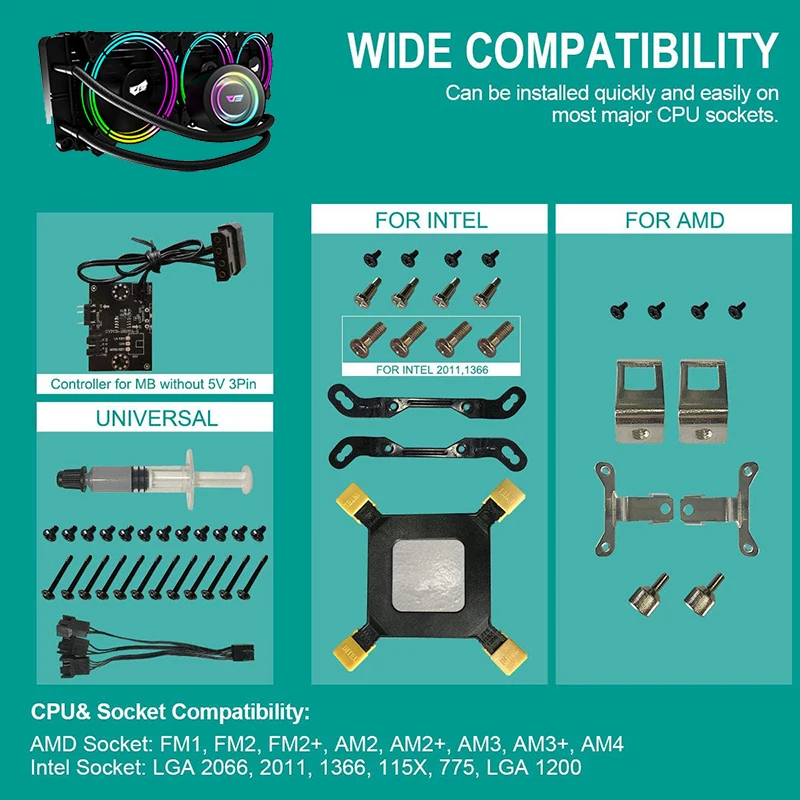 Охладитель воды darkFlash AIO CPU охлаждающий воду ПК кулер RGB PWM вентиляторы радиатор