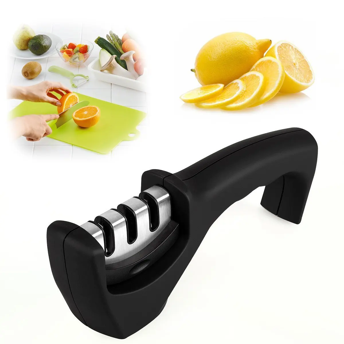 

Knife Sharpener 3 Stages Professional Whetstone Kitchen Sharpening Stone Tungsten Diamond Ceramic Grinder Chef Accessories Tool