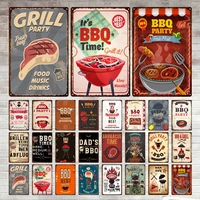 bbq vintage tin sign metal sign decorative plaque wall decor kitchen man cave terrace beach house club plate wall decoration
