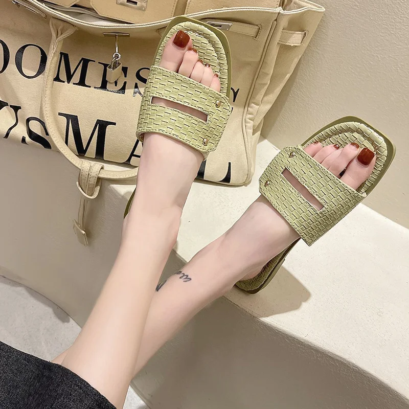 

Shoes Slippers Flat Slipers Women Slides Fashion Shale Female Beach 2021 Luxury Soft Sabot PU Rome Basic Slippers Casual Flat Sh