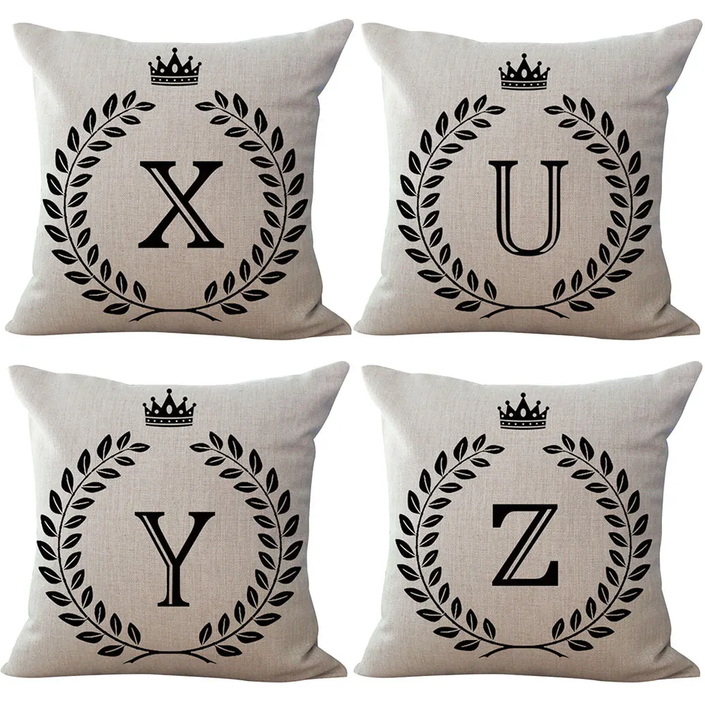 Съемная Подушка Чехол 45*45 с надписями на английском языке Корона льняные