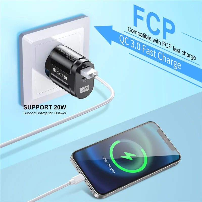 PD 20W USB C зарядное устройство для iPhone 12 Pro Max Mini Quick Charge 3 0 QC Type Быстрая зарядка