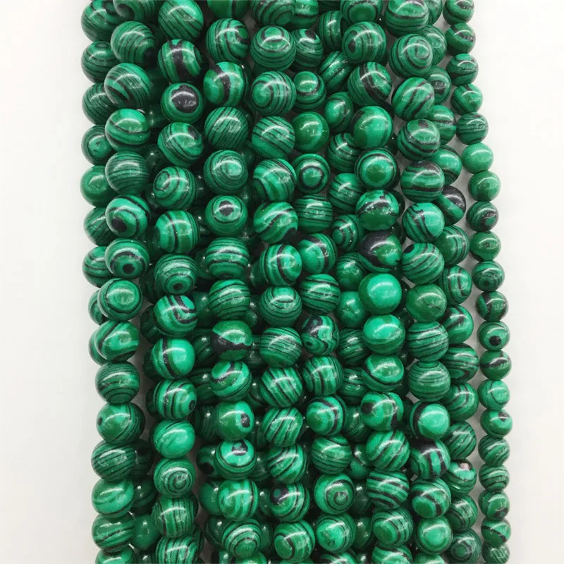 

Natural Malachite Peacock Stone 4/6/8/10MM Round Spacers Loose Beads For Jewelry Making DIY Bracelets Necklace Accessories