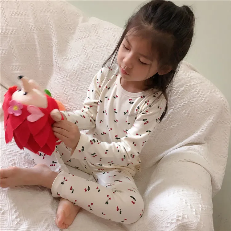 Осенне зимние новые детские комплекты нижнего белья из чистого хлопка с принтом