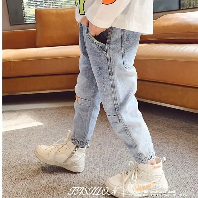 Джинсы хлопковые однотонные для мальчиков 3-11 лет 2 цвета | Детская одежда и обувь