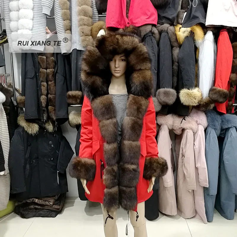 Модная женская парка из натурального меха лисы, пальто из натурального меха кролика рекс с капюшоном, пальто из натурального меха для длинной зимы