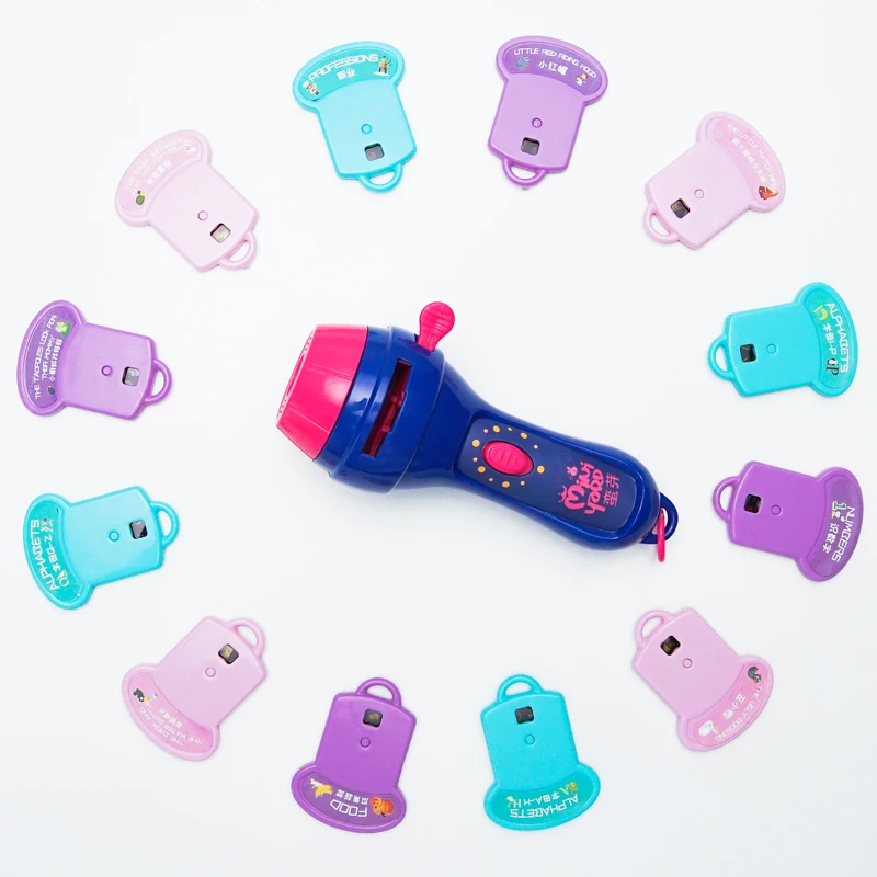 Мини проекционный фонарик дети флэш светильник история книга развивающие Набор