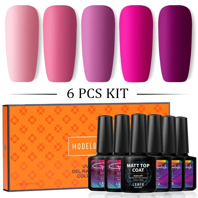 Modelones 6 шт./лот матовый эффект УФ гель лак коробка упаковка Гель для нейл арта