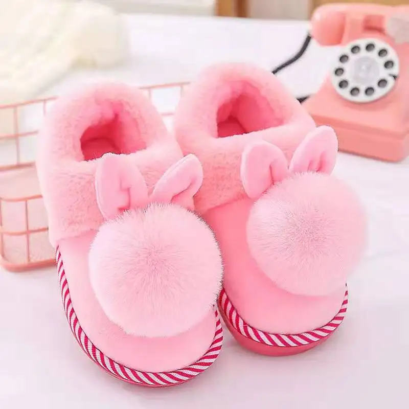 Детская домашняя обувь для маленьких девочек мягкие пушистые домашние тапочки