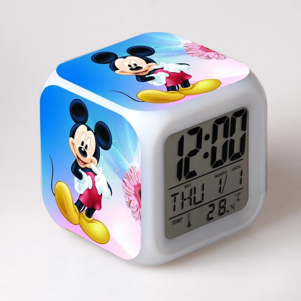

Disney Mickey Minnie Mouse Colorful LED Touch Alarm Clock Student Boy Girl Child gift