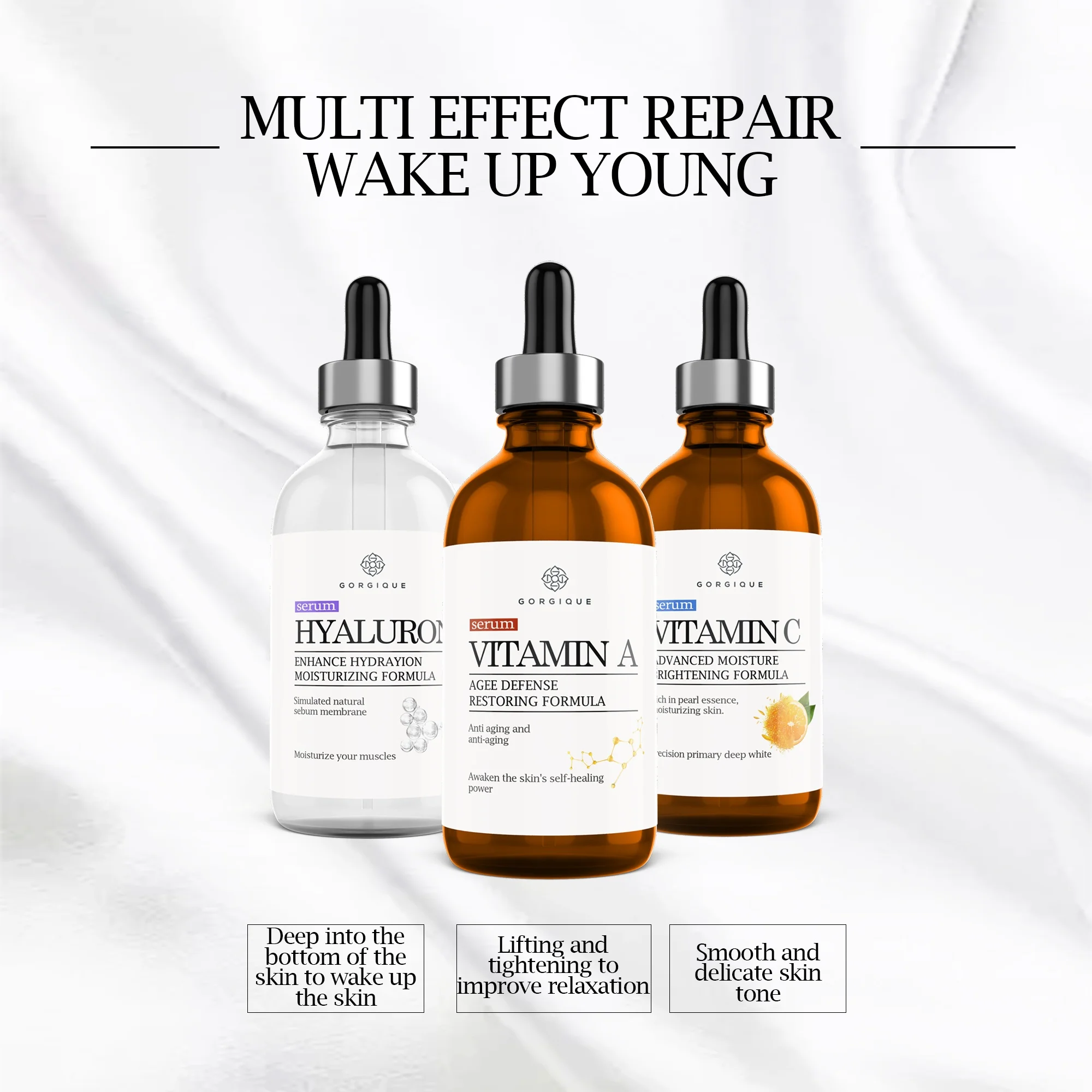 

GORGIQUE Vitamin-C Retinol and Hyaluronic-Acid Serum for Anti Wrinkle and Dark Circle Remover All Natural and Moisturizing