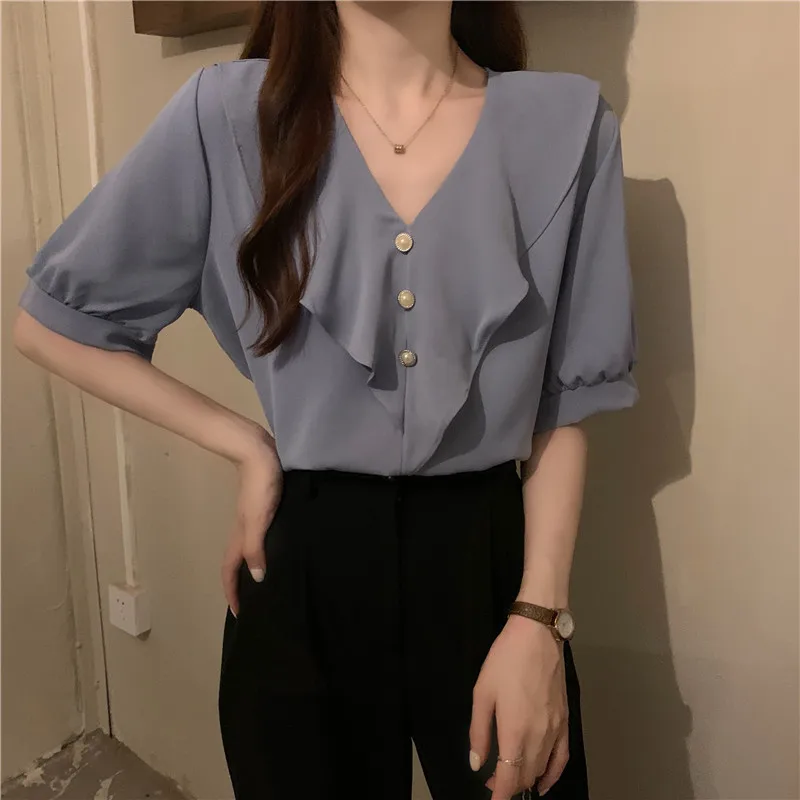 Cheap wholesale 2021 spring summer autumn new fashion casual ladies work women Blouse woman overshirt female OL tops At1651H