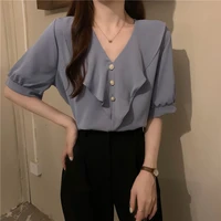 cheap wholesale 2021 spring summer autumn new fashion casual ladies work women blouse woman overshirt female ol tops at1651h