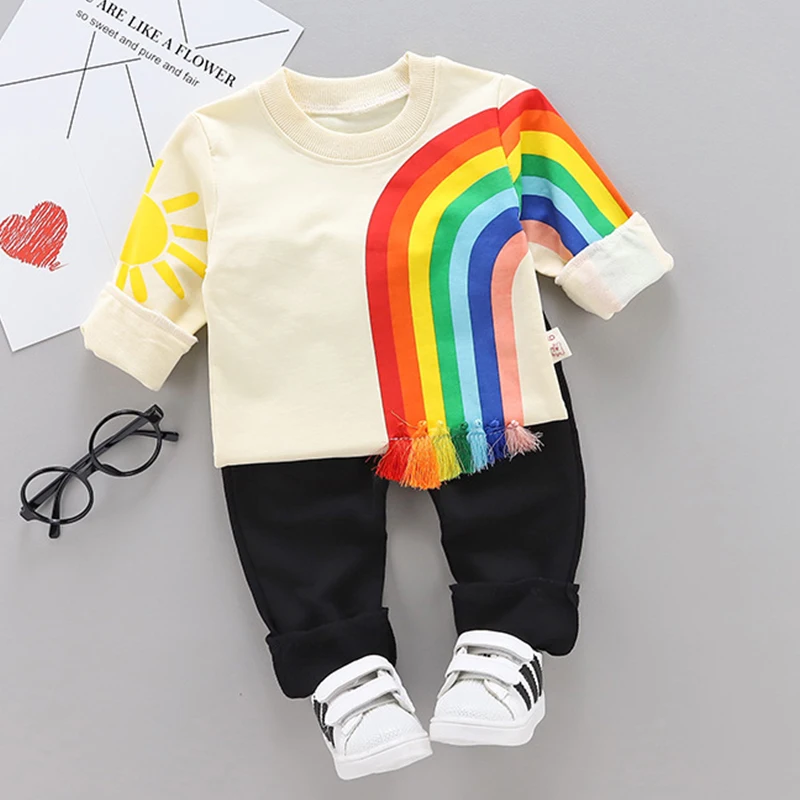 Комплект одежды для маленьких мальчиков футболка с длинными рукавами и рисунком