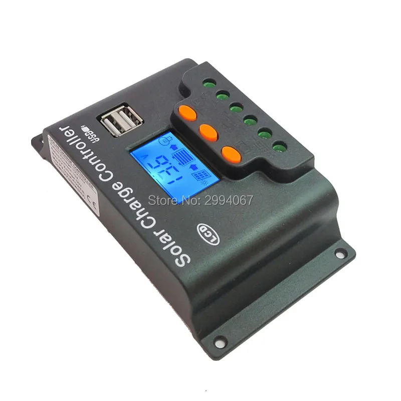 Подсветка функция 30A 20A 10A 12V/24V Авто ЖК дисплей PWM регулятором солнечного заряда