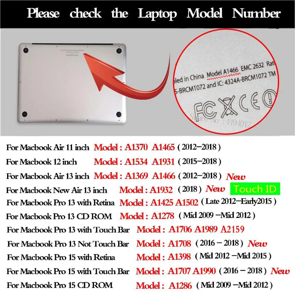 Жесткий матовый чехол для ноутбука MacBook Air 11 retina 12 крышка MacBook Pro 13 15 с сенсорной панелью A1706 A1707 A1989 A1990 A1932