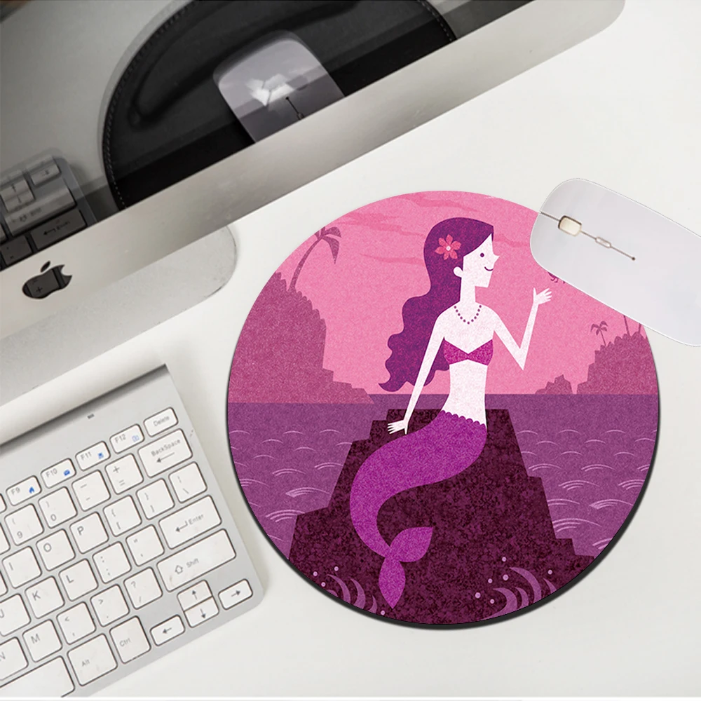 

MRGLZY 20X20/22X22CM Drop Shipping Kawaii Mouse Pad PC Gaming Accessories Pink Mermaid Small MousePads Carpets Rubber Desk Mat