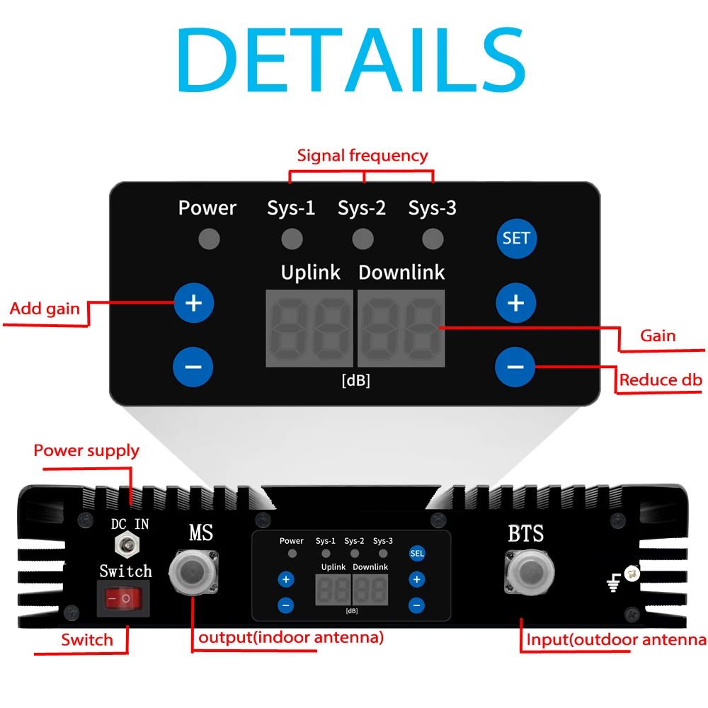

Lintratek 80db Powerful Signal Booster 900 1800 2100 GSM Amplifier Mobile Signal Repeater DCS WCDMA 2G 3G 4G LTE Antenna #20