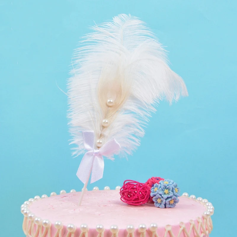 Жемчуг страуса Лебедь перо Торт Декор мороженое кекс Picks выбор Дети День рождения