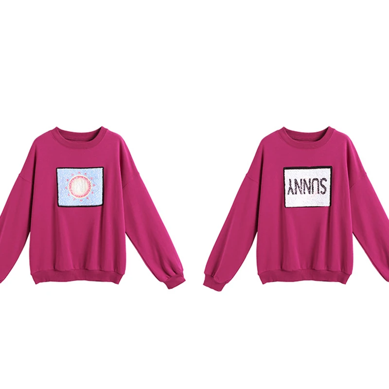 

2020 New Spring Pullover Sweatshirts Print Streetwear korean Tops Womens Red Clothing Vetement Femme