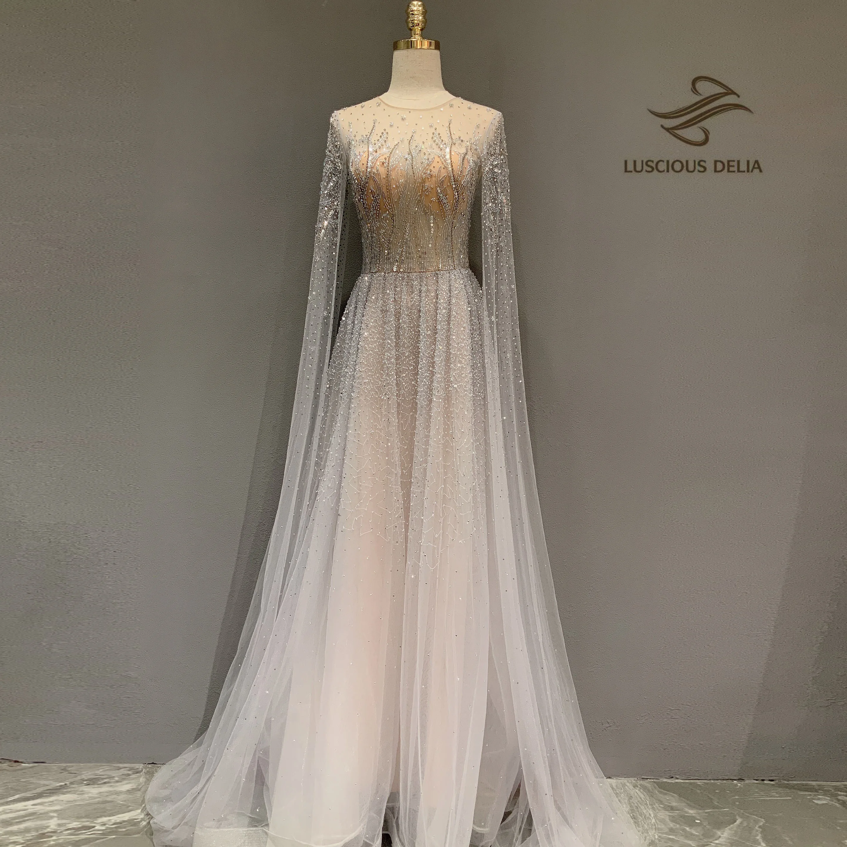 Luxury Long Sleeves party Evening Dresses 2020 O-Neck A-Line Sexy Gown Luscious Delia | Свадьбы и торжества