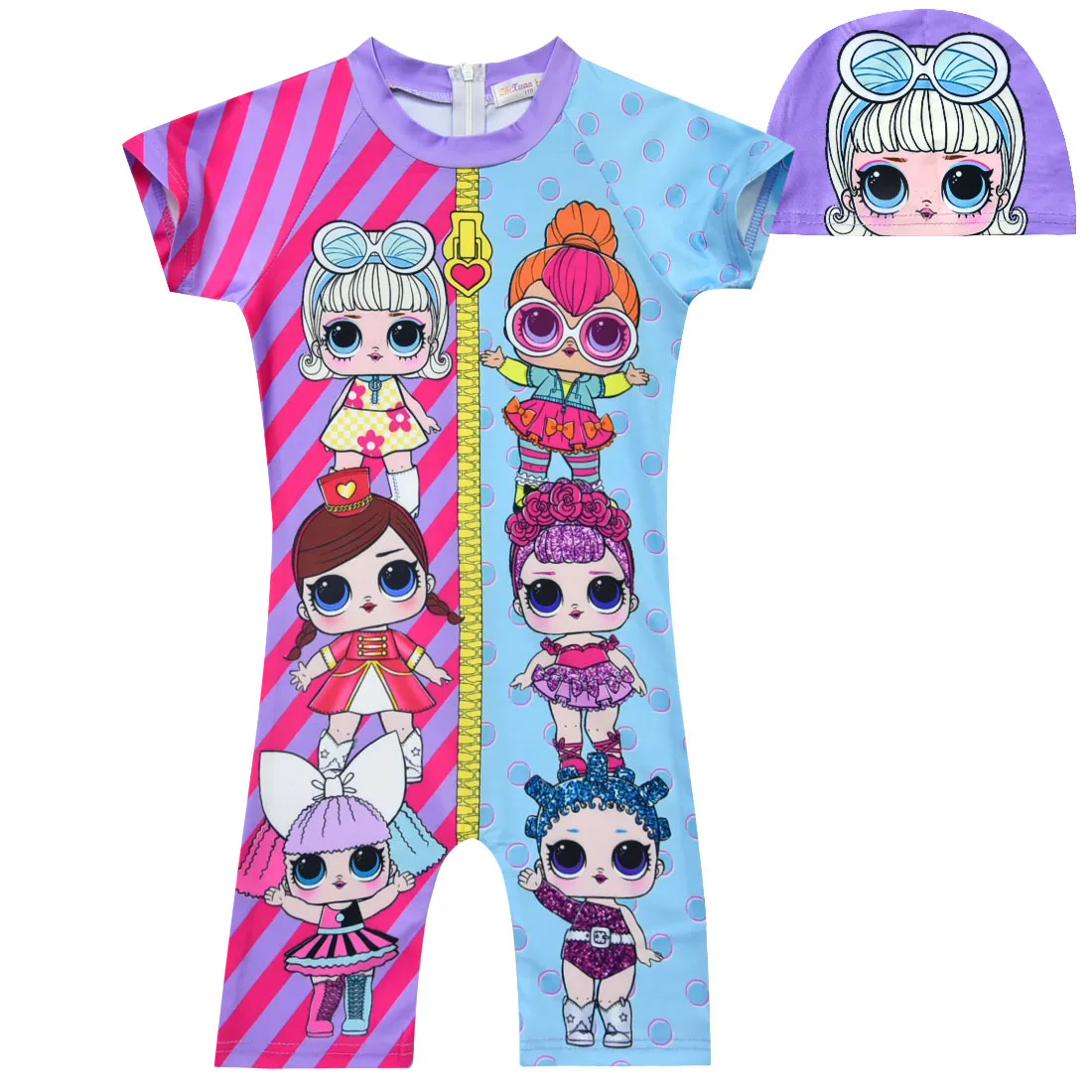 Новинка 2019 года детская одежда LOl цельный купальник для девочек шапочка плавания