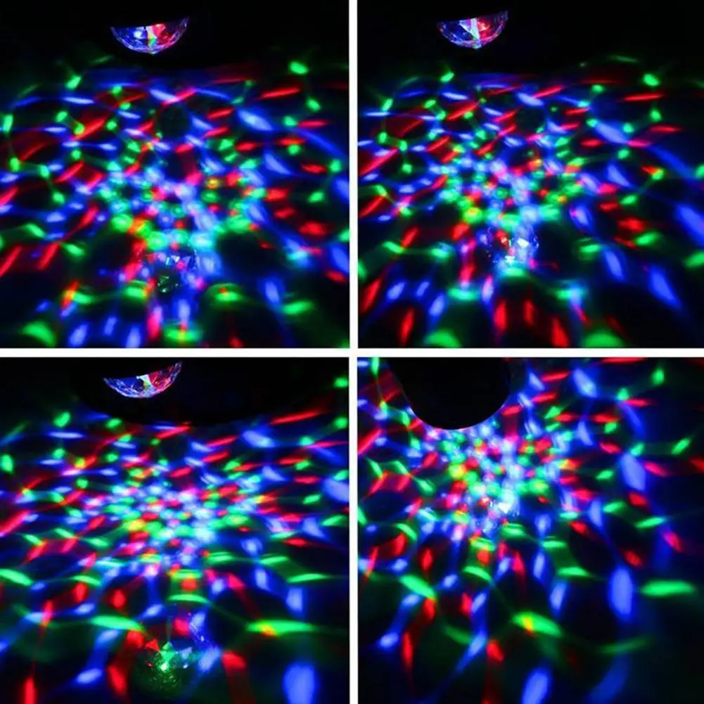 

W530 USB LED Colorful Rotating Stage Light Crystal Magic Ball Party DJ Disco KTV Lamp Round and Square Black Appearance
