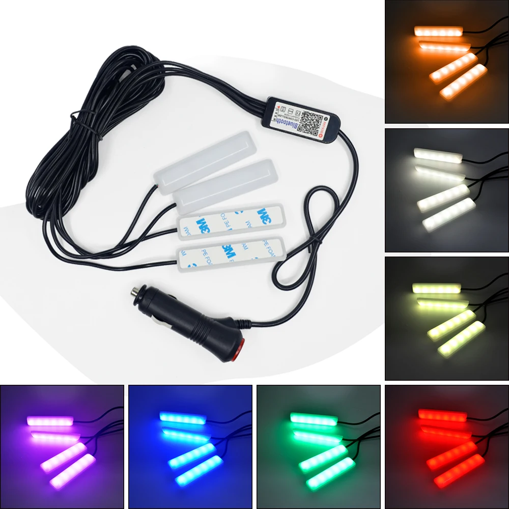 1 комплект * 4 шт. 12 В Светодиодная лента RGB для салона автомобиля DRL 5