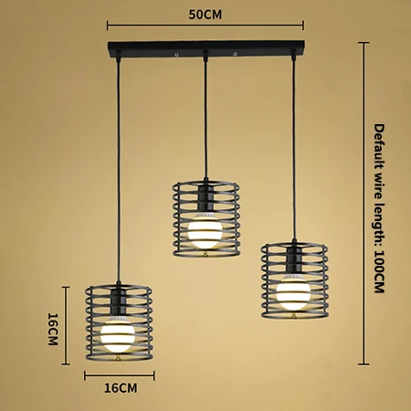 E Square plate style Винтаж 3 головы сочетание черный Кованое железо подвесной светильник E27 220V 110V свет для кухни гостиной спальни коридор, Ресторан - Цвет корпуса: E Square plate style