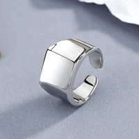sa silverage smooth face european american fashion simple silver jewelry s925 sterling silver big ring square domineering male