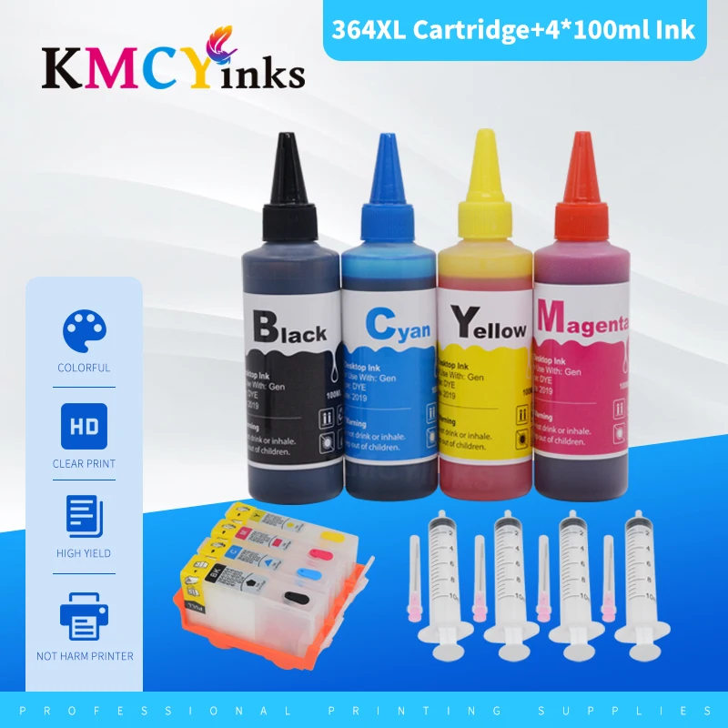 Набор чернил KMCYinks для HP 364 XL картридж принтера B110e B111a B109a B109d B109f B109n B209a|Чернильные