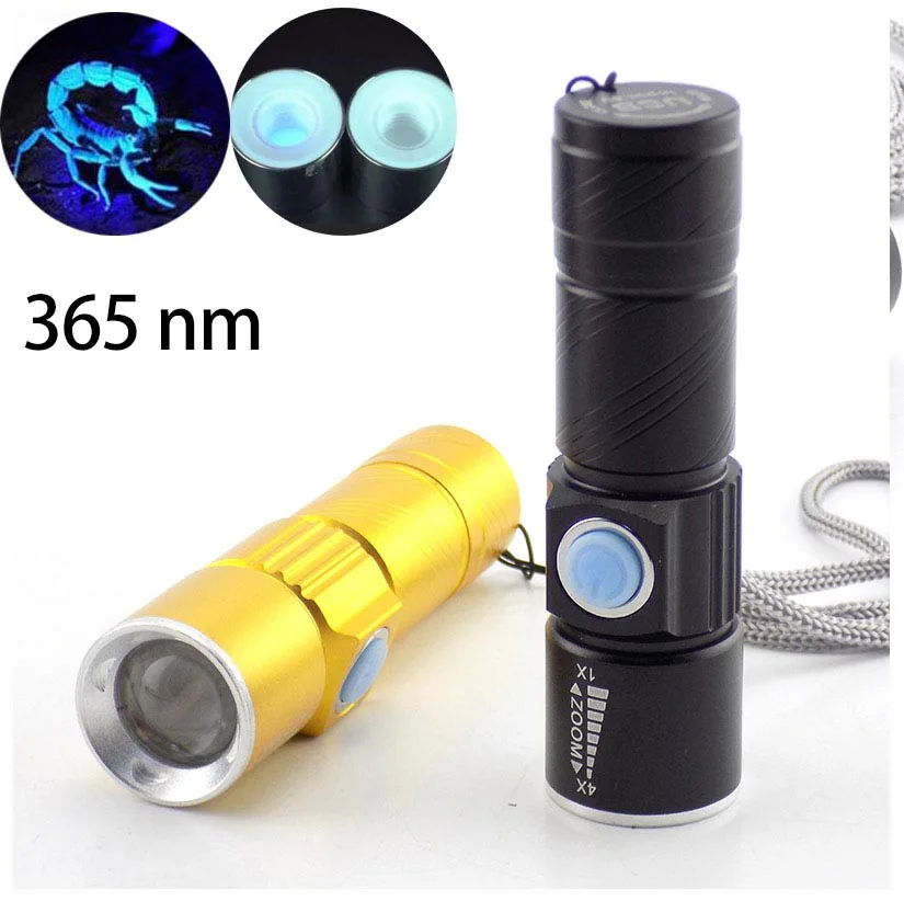 Перезаряжаемая ультрафиолетовая Светодиодная лампа нм USB черная масштабируемая
