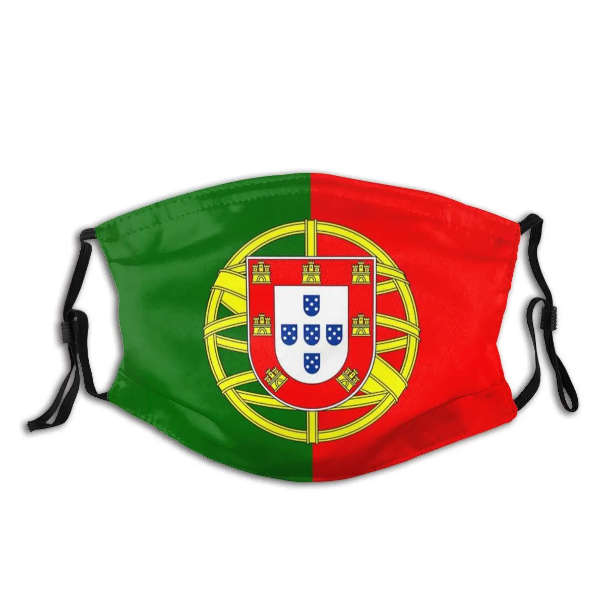 

Flag Of Portugal Non Disposable Trendy Mouth Face Mask Windproof Dustproof with Filters Polyester Protection Cover Respirator