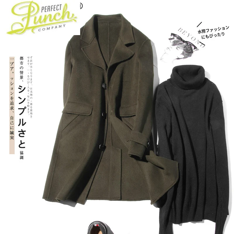 

Wool 100% Coat Men Autumn Double-sided Long Jacket Men Korean Mens Overcoat Peacoat Jackets Erkek Mont LM19-1012 KJ1677