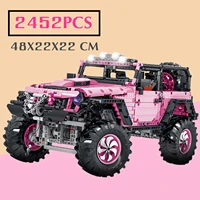 new 2452pcs pink pick up truck racing sports car technical building blocks bricks speed racer model children toy gifts