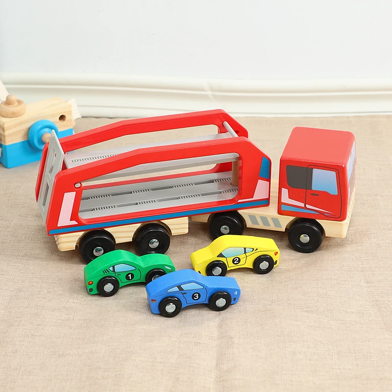 Деревянный двухслойный грузовик игрушечный транспортер имитация игрушечного