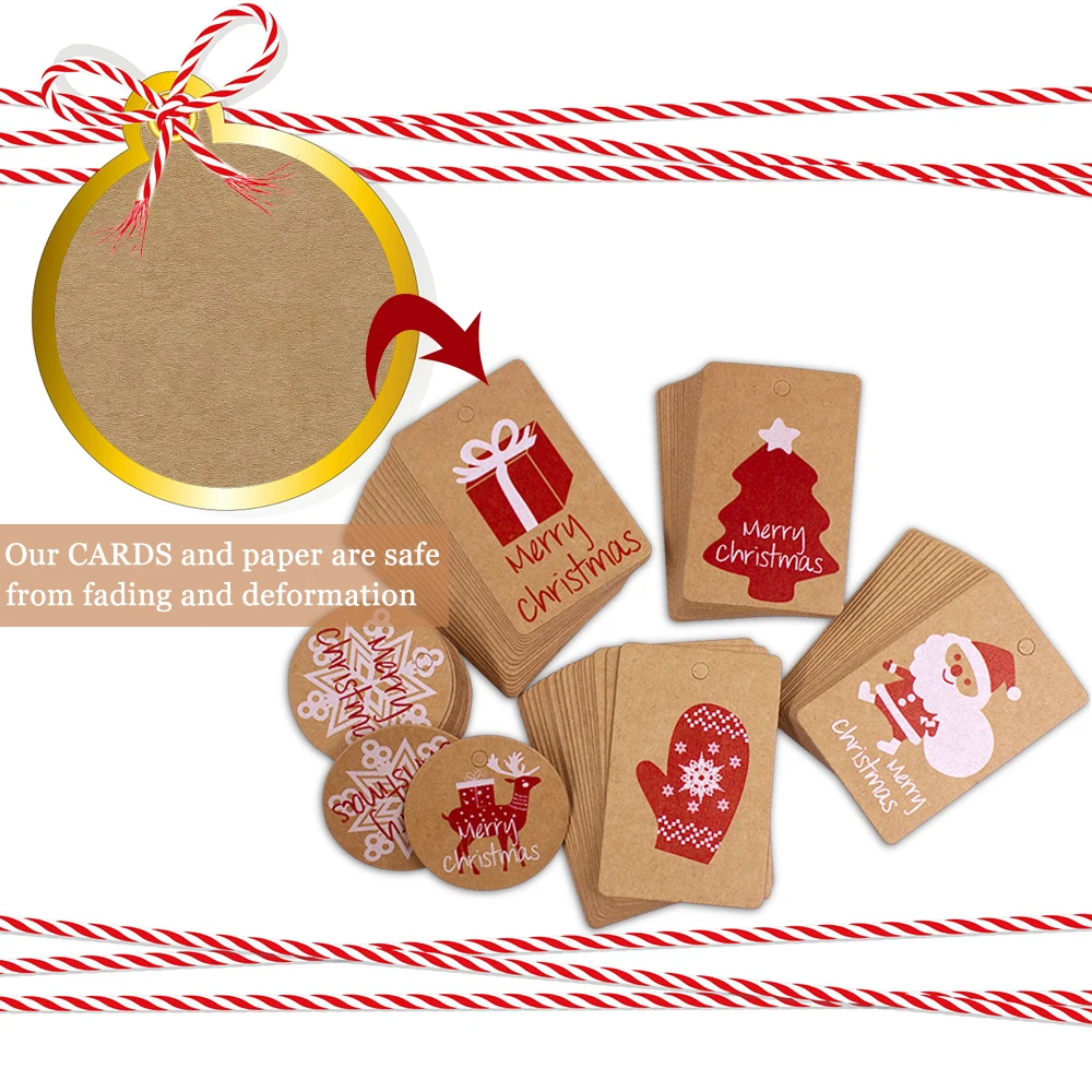 B 50pcs рождественский подарок крафт бумажные бирки Санта Клаус снежинка