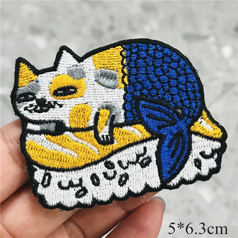 Высокое качество 1 шт. суши пончик Кот смешная рыба Япония Аниме вышитая