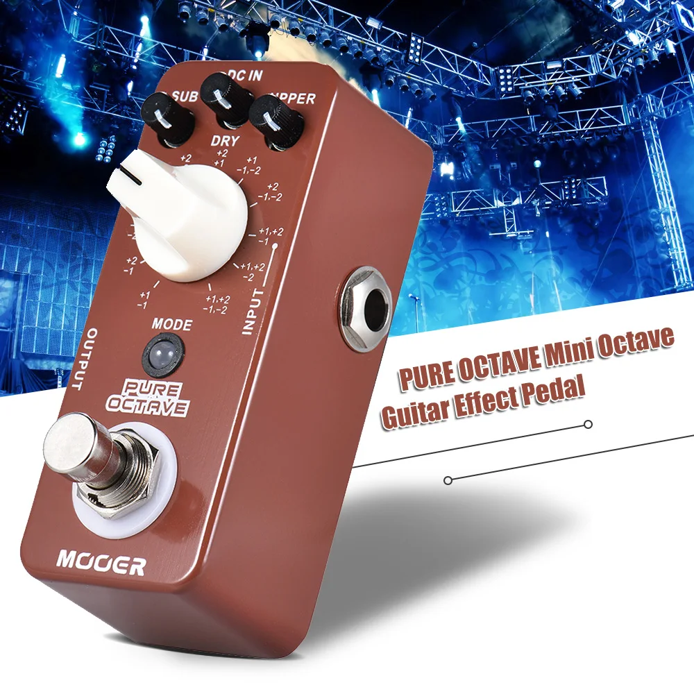 Mooer Guitar Effect Pedal Pure Octave Guitar Pedal Precise Polyphonic Octave 11 Octave Modes Mini Octave Modes True Bypass Full