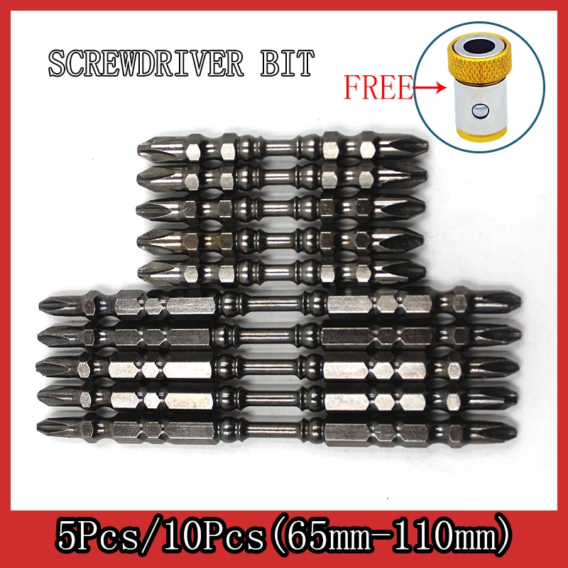 5/10PCS double-head PH2 screwdriver set 65-110mm 1/4 magnetic cross non-slip hand tool ring bit Accessories | Инструменты