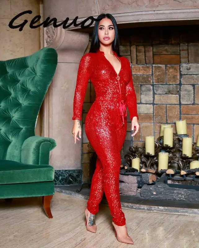 Женский комбинезон на молнии спереди с длинным рукавом|Женские комбинезоны| |