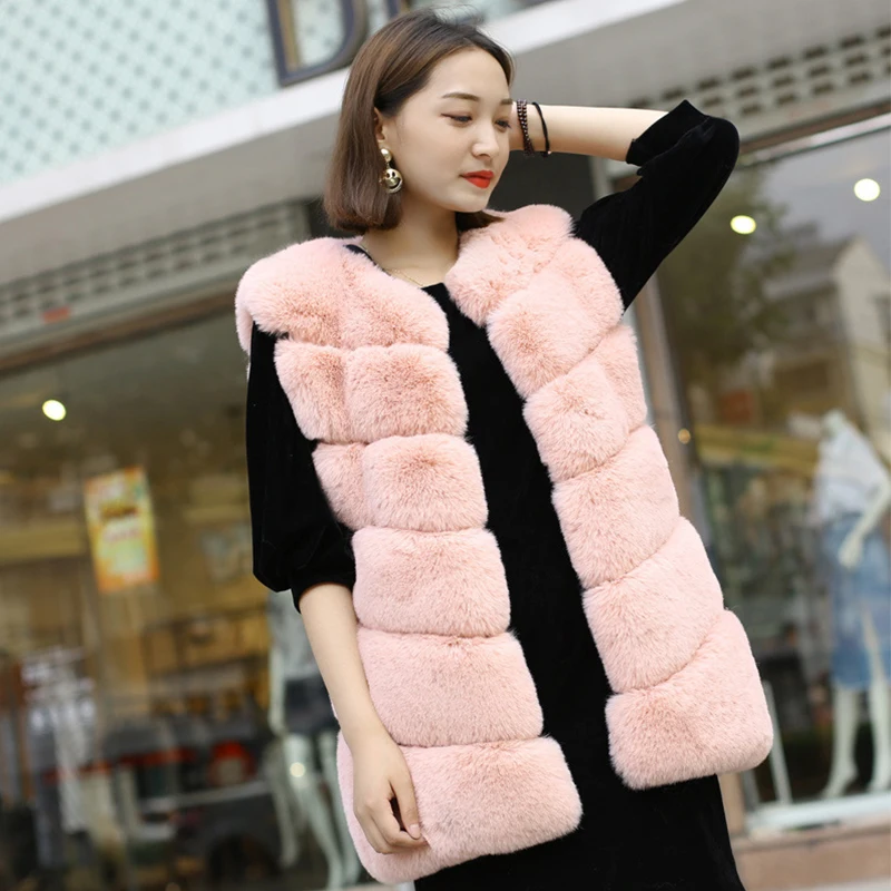 Новинка 2021 супермягкий теплый жилет из искусственного кроличьего меха женский