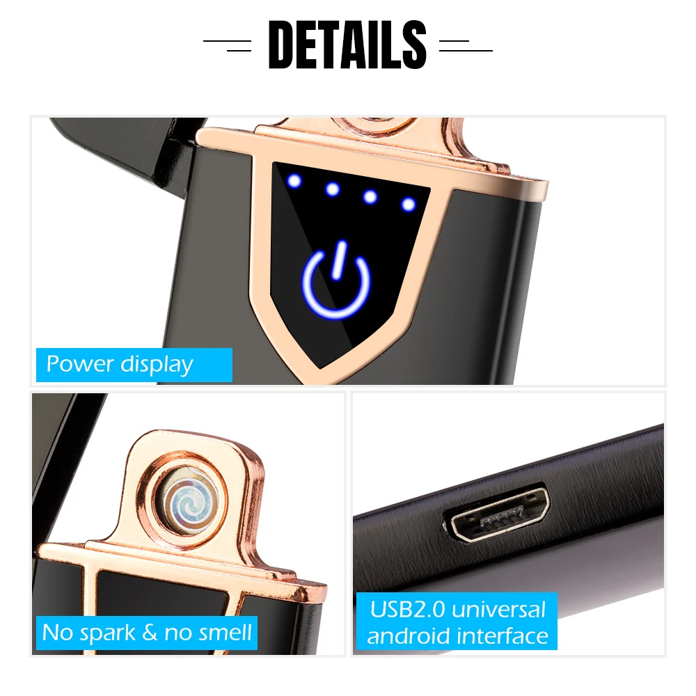 Металлическая двойная импульсная дуговая usb зарядка Зажигалка Ветрозащитная электронная сигарета зажигалка для курения беспламенная электрическая плазменная зажигалка