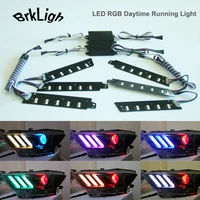 1set rgbw multicolor car led drl daytime running lights auto accessories for ford mustang 2013 2017 wireless control board light