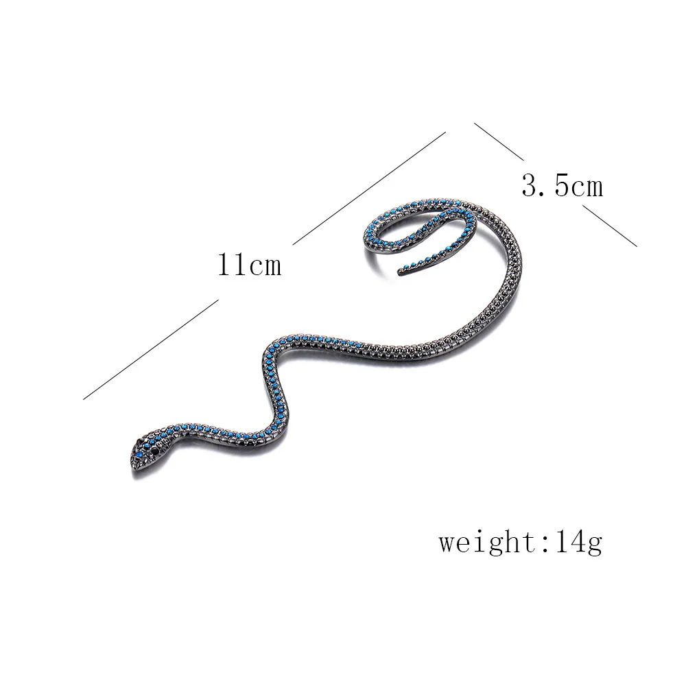 Серьги-клипсы Lost Lady длинные в виде змеи женские крупные массивные гусеничные