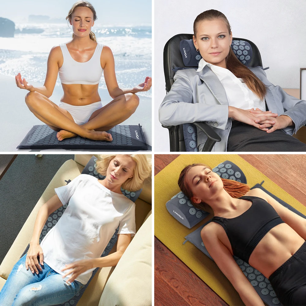 

Acupressure Mat and Pillow Set with 2pcs Spiky Massage Balls for Back/Neck/Feet Pain Relief and Muscle Relaxation with Carry Bag