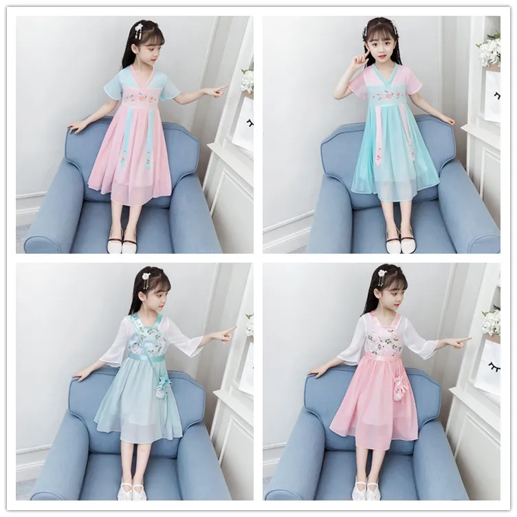 

Hanfu Costume Costume Skirt Style Girls ' Summer Clothes 's Chinese Children Big Children Polyester