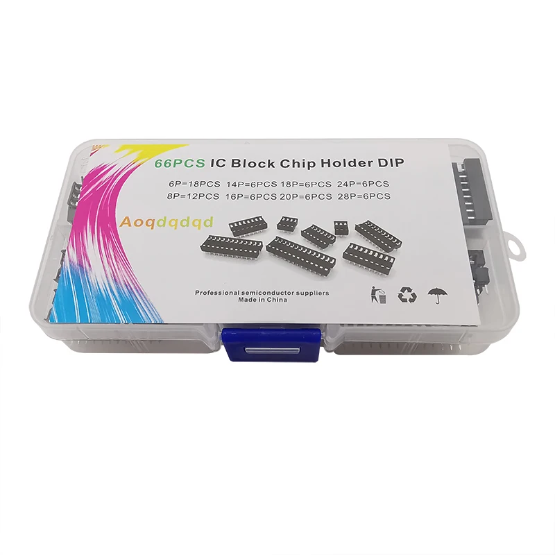 66 шт./коркорт. 8 видов DIP IC розетки адаптер паяльный тип комплект гнезд 6/8/14/16/18/20/24/28